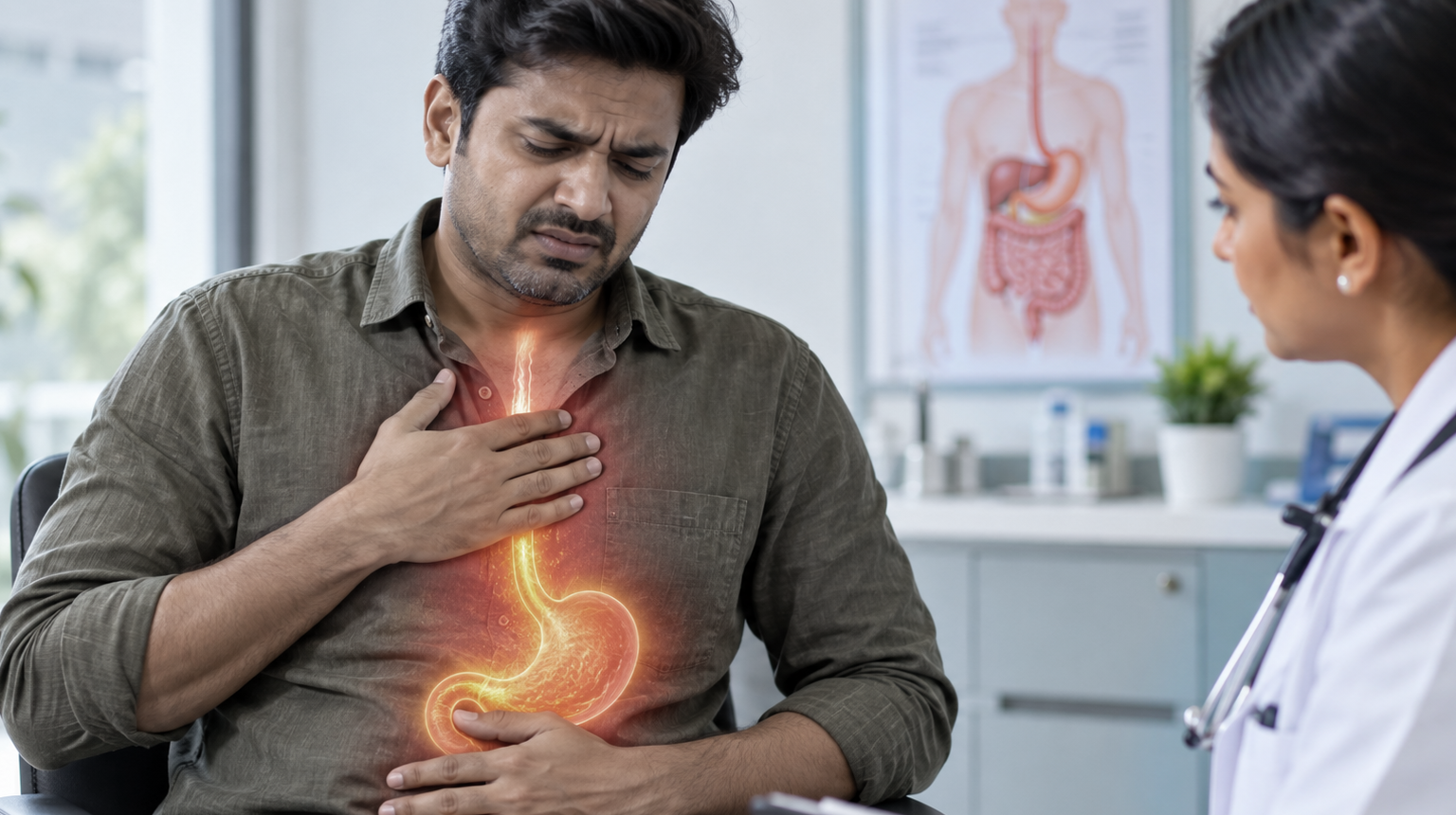 बार-बार एसिडिटी और सीने में जलन से परेशान व्यक्ति